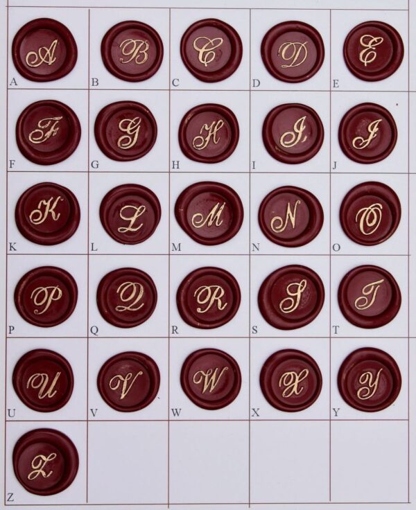 Esempi iniziali singole in corsivo inglese su ceralacca - Examples of single initials in English italics on sealing wax - TALET01