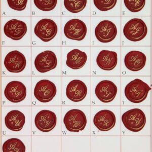 Esempi iniziali doppie in corsivo inglese su ceralacca - Examples of double initials in English coursive on sealing wax - TALET03