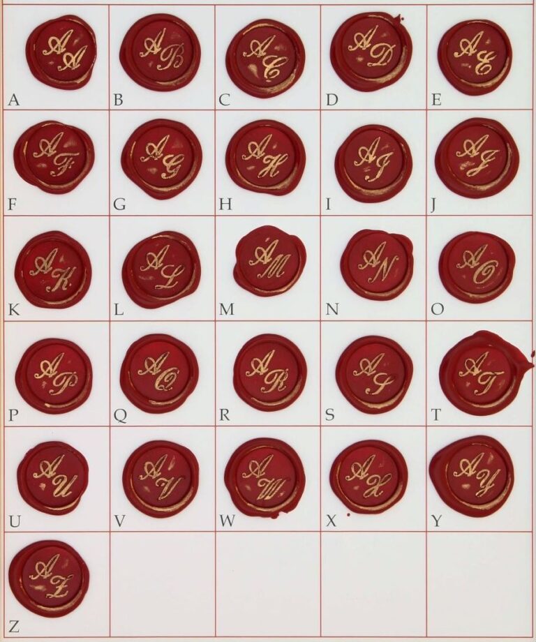 Esempi iniziali doppie in corsivo inglese su ceralacca - Examples of double initials in English coursive on sealing wax - TALET03 Esempi iniziali doppie in corsivo inglese su ceralacca - Examples of double initials in English coursive on sealing wax - TALET03