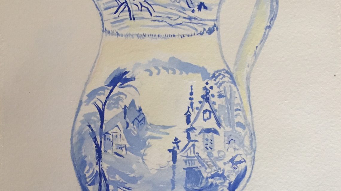 Brocca dipinta sulla carta di Amalfi - Pitcher painted on Amalfi paper
