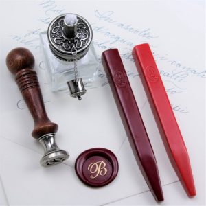 Set-Rezzonico-Seal-in -wood-Sealing Wax-and-Spiritiera-TASET35