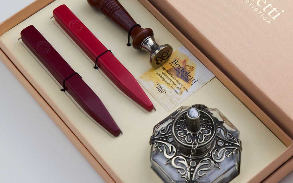 Set Rialto - Sigillo in legno - ceralacche e Spiritiera - Rialto Set - Wooden seal - sealing wax and spirit bottle - TASIG30