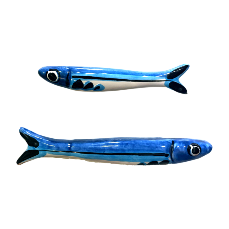 Title: Bring the Enchantment of Amalfi Coast Anchovies with Fusco Ceramic Creations  Description: Embark on a journey through the authentic marine beauty of the Amalfi Coast with our exclusive handmade ceramic anchovies crafted by the skilled artisans at Fusco. These masterpieces capture the vitality of the region's typical fish, offering you a chance to bring a piece of the coastline into your home.