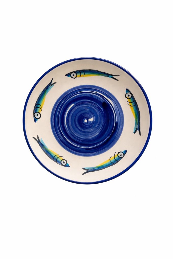 Piatto Alici fondo blu