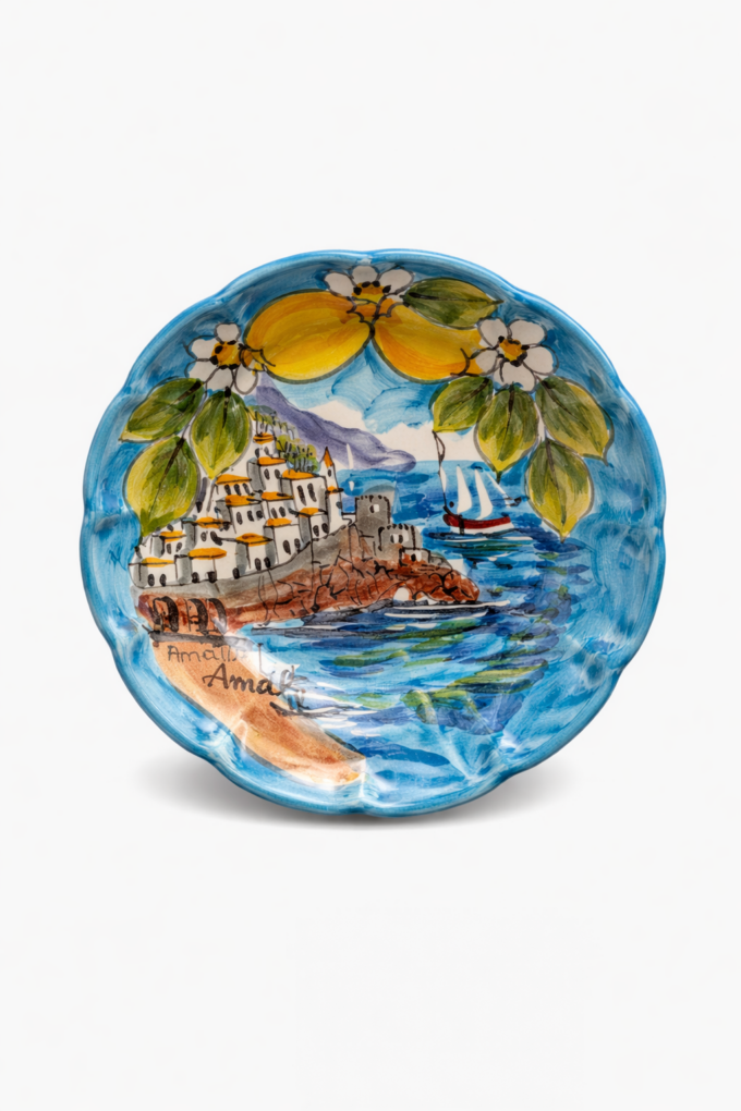 Piatto Panorama Amalfi azzurro
