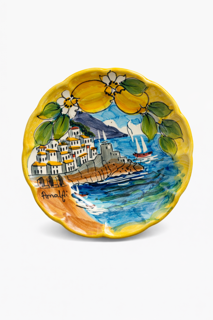 Piatto Panorama Amalfi giallo